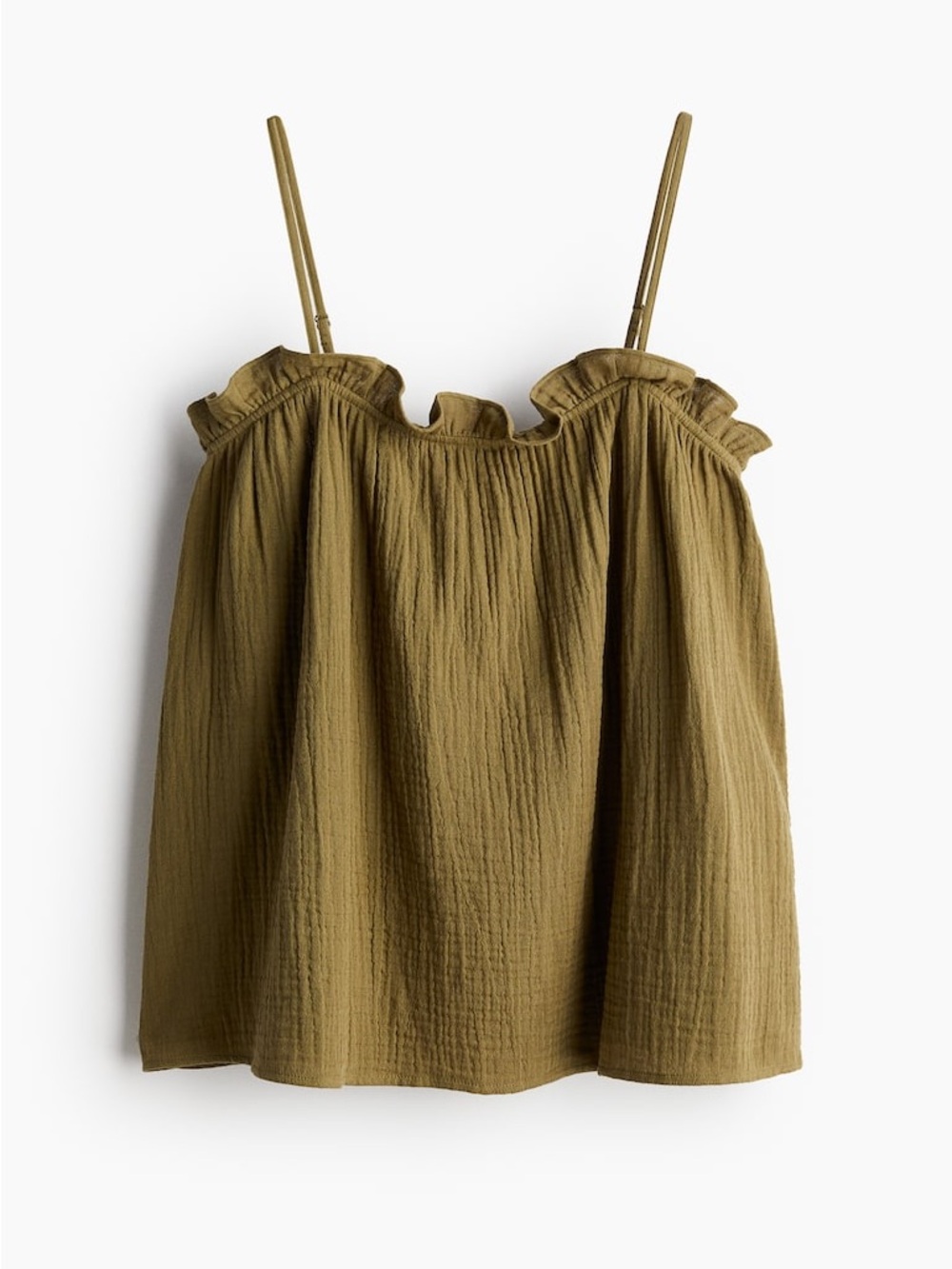 H&M Ruffled Trimmed Cami - Khaki Green
